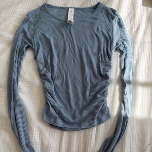 ALO Yoga Slate Blue Ribbed Long Sleeve Top